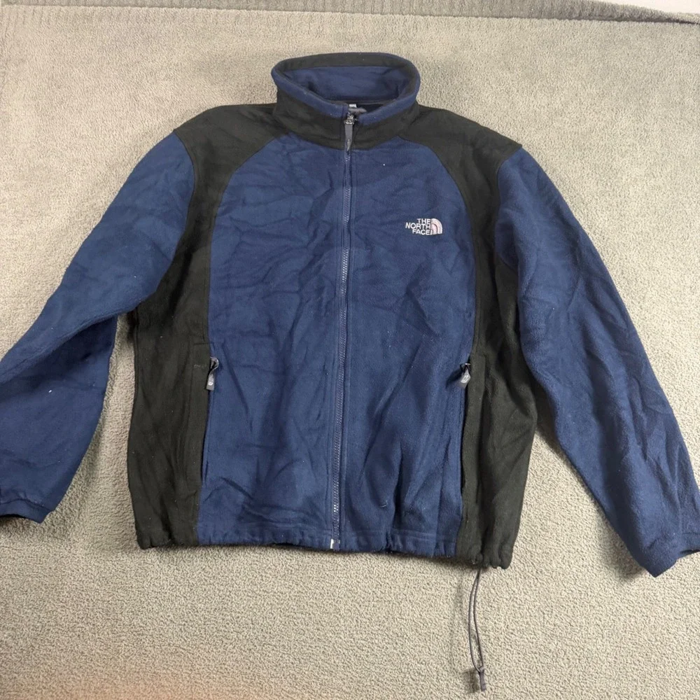 The North Face Mens Denali Fleece Jacket Navy Blue Black Full Zip Size M